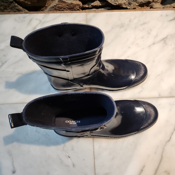 Coach Navy Short Rain Boots - Picture 5 of 10